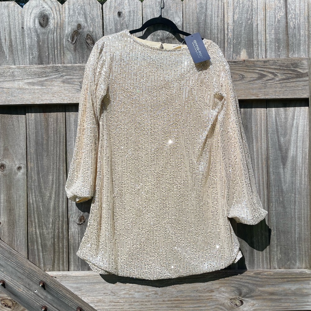 Anna-Kaci sequin Mini Dress in Gold size Small NWT